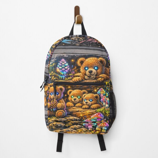 Item preview, Cyberpunk Teddy Bears – Neon Forest Graffiti Mural designed and sold by 3free3street - Neon & Graffiti Digital Art.