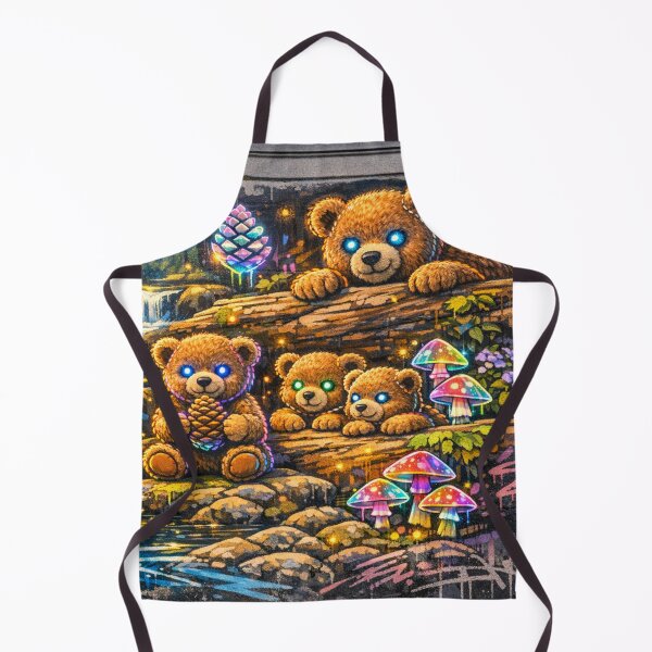 Item preview, Cyberpunk Teddy Bears – Neon Forest Graffiti Mural designed and sold by 3free3street - Neon & Graffiti Digital Art.
