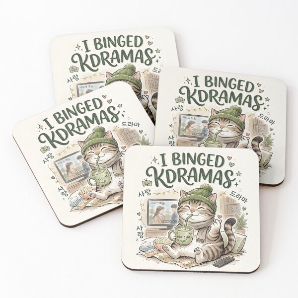 Item preview, I Binged K-Dramas Cute Cat – Korean Drama Lover Design designed and sold by AnanyaMagotra.