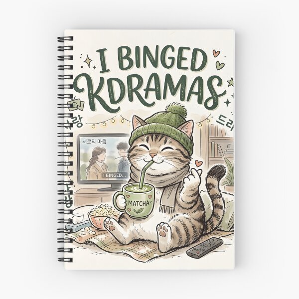 Item preview, I Binged K-Dramas Cute Cat – Korean Drama Lover Design designed and sold by AnanyaMagotra.