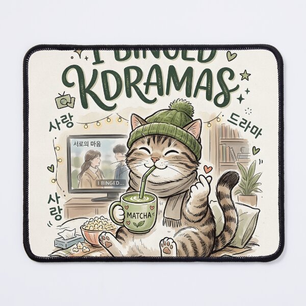Item preview, I Binged K-Dramas Cute Cat – Korean Drama Lover Design designed and sold by AnanyaMagotra.