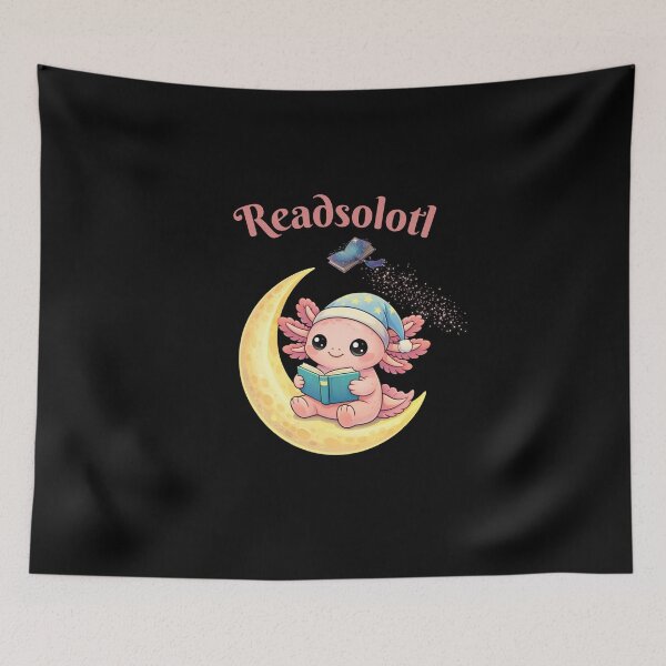 Item preview, Readsolotl – Cute Axolotl Reading on the Moon designed and sold by CyrilloArt.