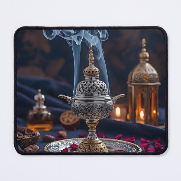 Item preview, Arabic Bukhoor Incense Burner Wall Art Print — Arabian Oud Mabkhara Poster, Luxury Islamic Home Decor, Arab Culture Gift designed and sold by GoldenVerseArt.