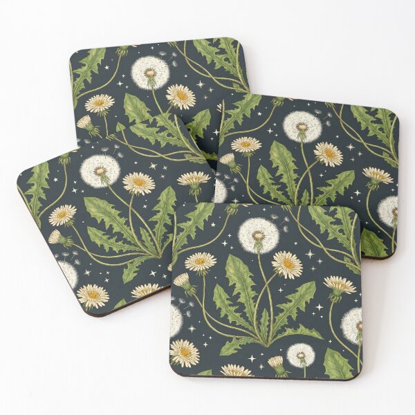 Item preview, Dandelion Wish Pattern Dark Botanical Night Sky Floral Print designed and sold by matchakpop.