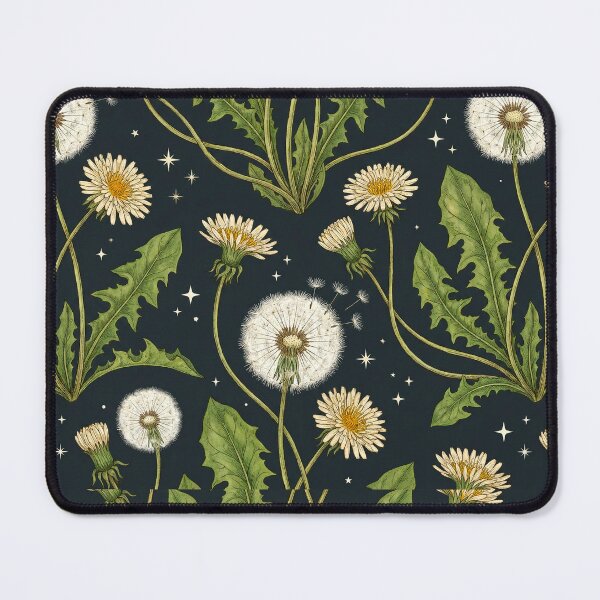 Item preview, Dandelion Wish Pattern Dark Botanical Night Sky Floral Print designed and sold by matchakpop.