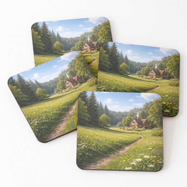 Item preview, Rustic cabin among flowering meadows designed and sold by JuViRo.