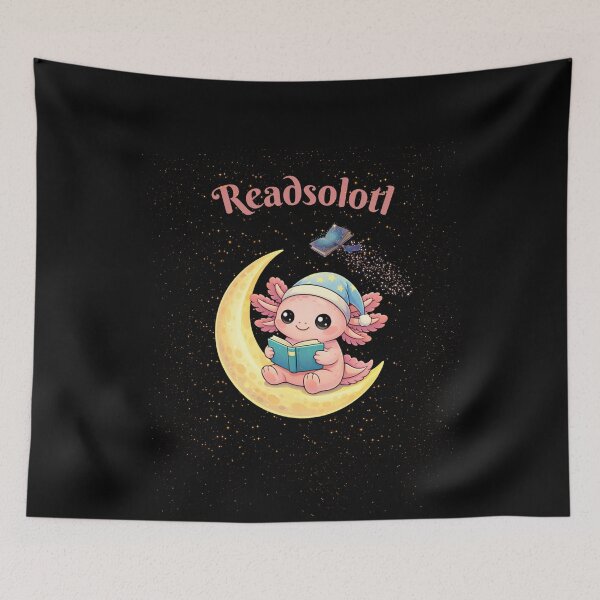 Item preview, Readsolotl – Cute Axolotl Reading on the Moon designed and sold by CyrilloArt.