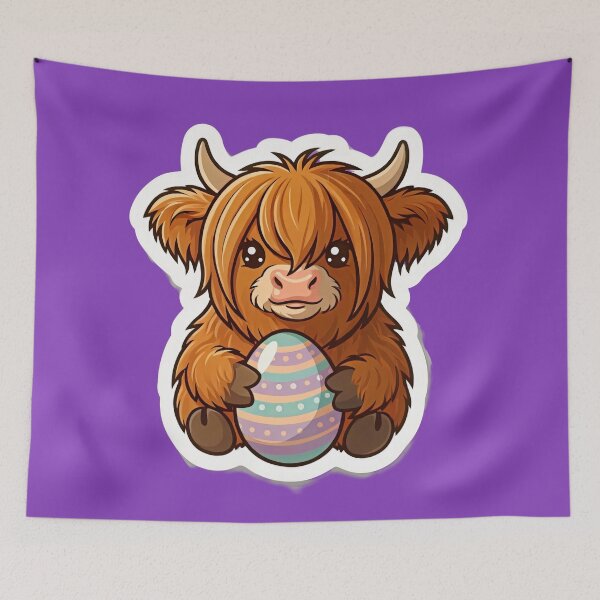 Item preview, "Moo-dy" Easter Baby Highland Cow  designed and sold by Wonderful World of Whimsy.