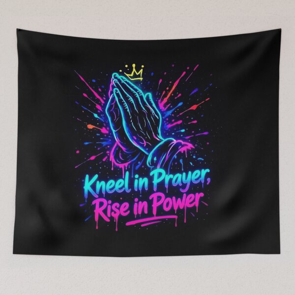 Item preview, Kneel in Prayer Rise in Power - Neon Graffiti Street Art designed and sold by Serjames.