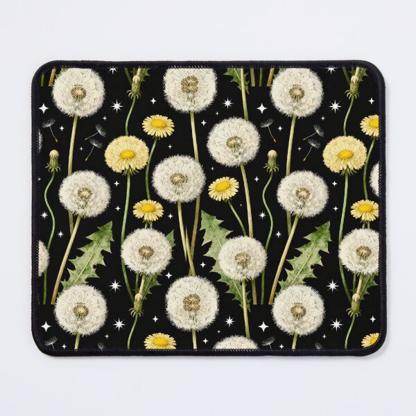 Item preview, Dandelion Wish Pattern Dark Botanical Night Sky Floral Print designed and sold by matchakpop.
