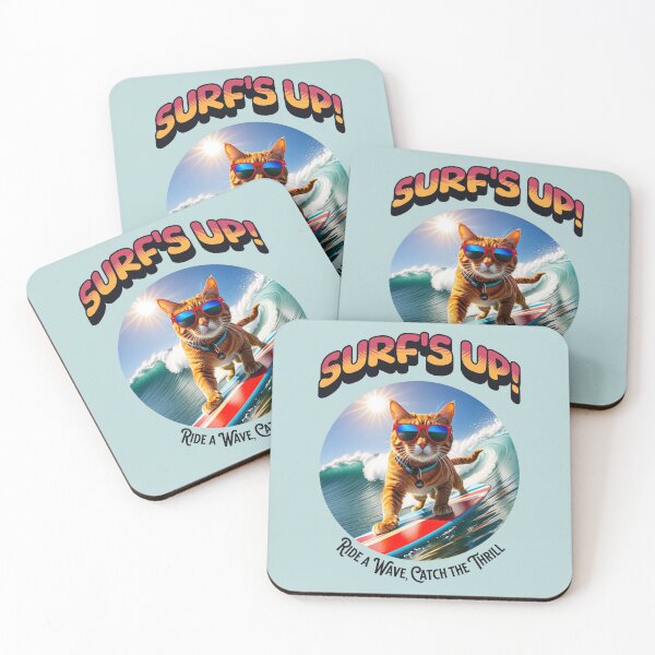 Item preview, "Retro Surf's Up Cool Cat T-shirt" designed and sold by MalibuMaiden28.