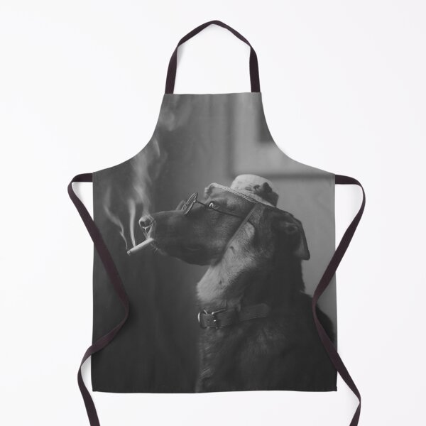 Item preview, Vintage humorous dog in hat smoking cigarette funny black and white photograph poster art print designed and sold by Astrid Arkhangelsky.