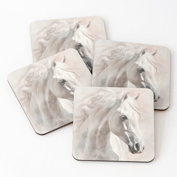 Item preview, Elegant White Horse Minimalist Art | Neutral Equestrian Animal Design designed and sold by InnerFaith.