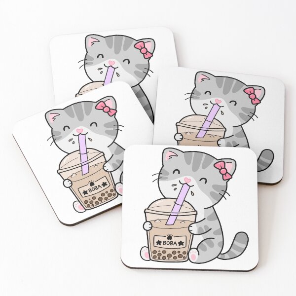 Item preview, Cute Kawaii Cat Drinking Boba designed and sold by artwithsushie.