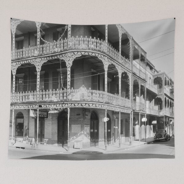 Item preview, French Quarter, Royal Street, New Orleans vintage black and white photograph designed and sold by Astrid Arkhangelsky.