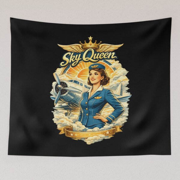 Item preview, Vintage Sky Queen Aviator Woman – Retro Aviation  designed and sold by SidTastic .