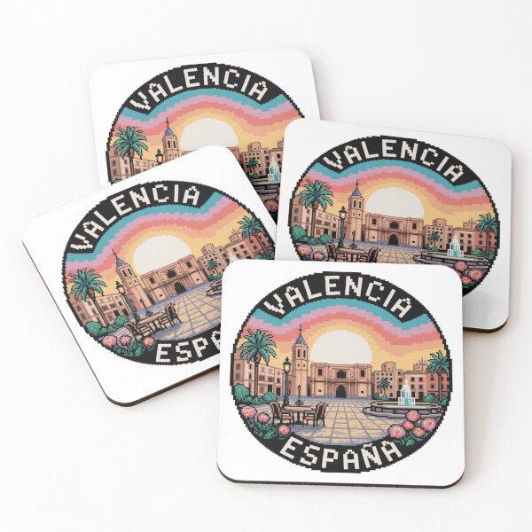 Item preview, Valencia Spain Pixel Art: Sunset Plaza Illustration  designed and sold by CircinusStore.