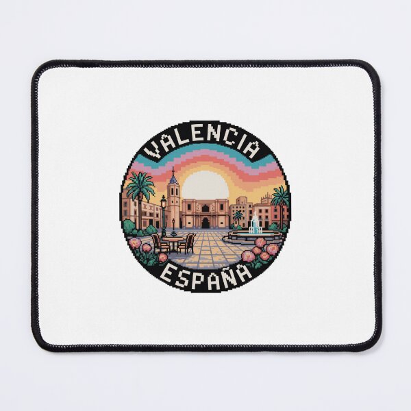Item preview, Valencia Spain Pixel Art: Sunset Plaza Illustration designed and sold by CircinusStore.