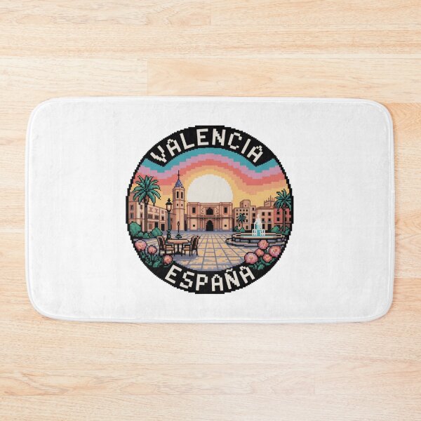 Item preview, Valencia Spain Pixel Art: Sunset Plaza Illustration  designed and sold by CircinusStore.