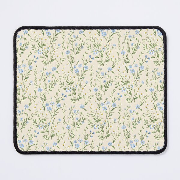 Item preview, Beige background with white and blue flowers, calm and gentle, floral design, patterns designed and sold by wizard-work.
