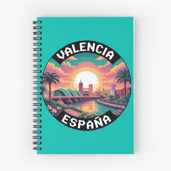 Item preview, Valencia Spain Pixel Art: Sunset Skyline Illustration designed and sold by CircinusStore.