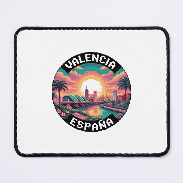 Item preview, Valencia Spain Pixel Art: Sunset Skyline Illustration designed and sold by CircinusStore.