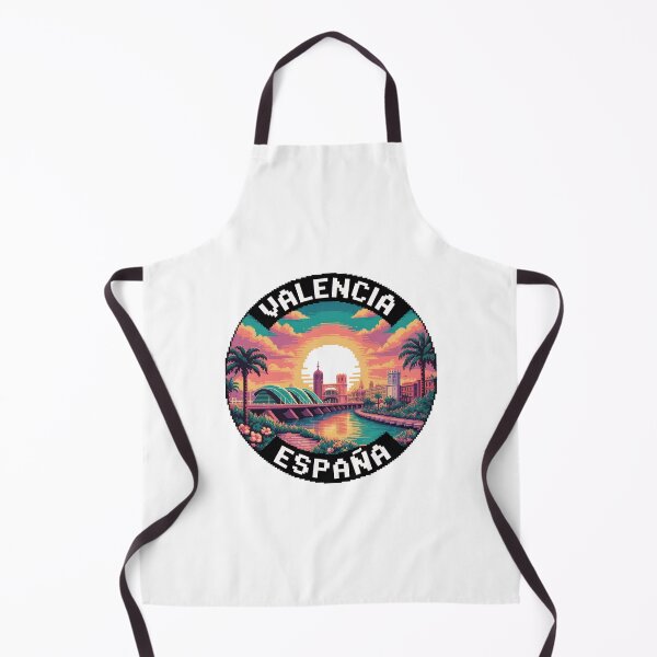 Item preview, Valencia Spain Pixel Art: Sunset Skyline Illustration designed and sold by CircinusStore.