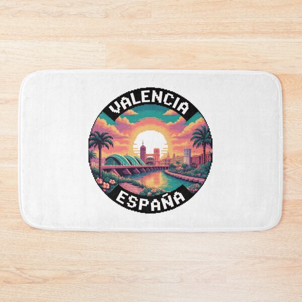 Item preview, Valencia Spain Pixel Art: Sunset Skyline Illustration designed and sold by CircinusStore.