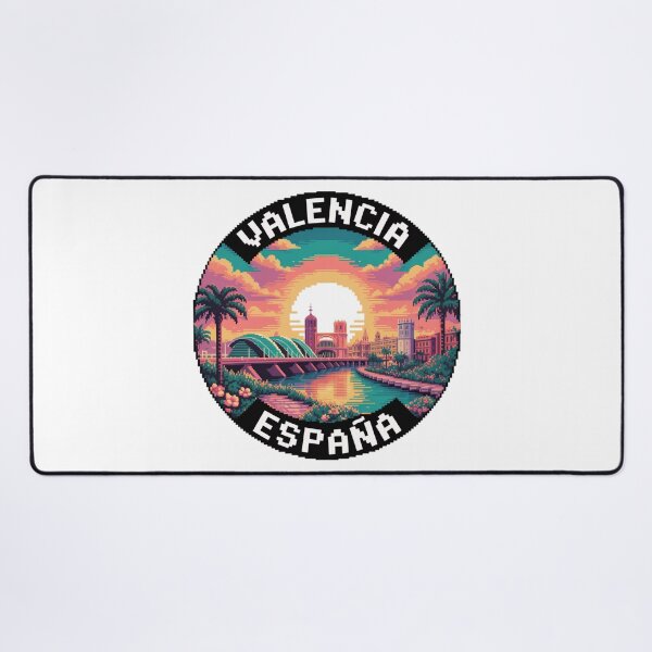 Item preview, Valencia Spain Pixel Art: Sunset Skyline Illustration designed and sold by CircinusStore.