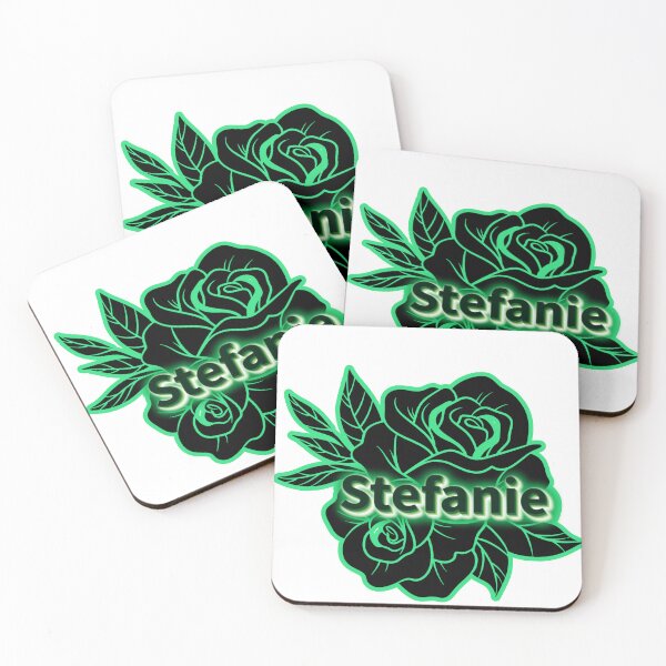 Item preview, Stefanie Floral Rose Name Design | Personalized Flower Name | Green Glow Rose Graphic | Custom Name Art designed and sold by Gladys Art Studio.