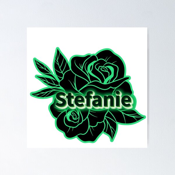 Item preview, Stefanie Floral Rose Name Design | Personalized Flower Name | Green Glow Rose Graphic | Custom Name Art designed and sold by Gladys Art Studio.