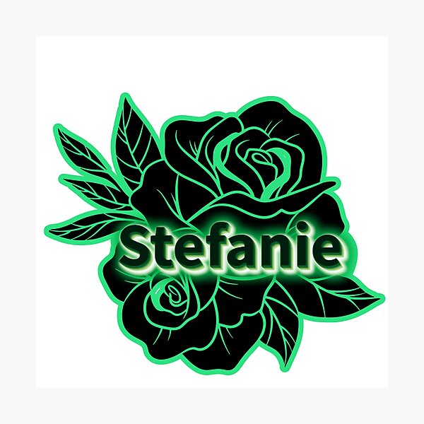 Item preview, Stefanie Floral Rose Name Design | Personalized Flower Name | Green Glow Rose Graphic | Custom Name Art designed and sold by Gladys Art Studio.