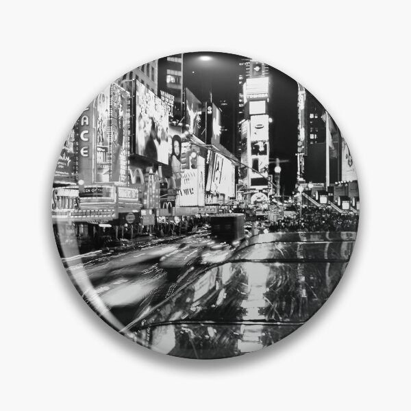 Item preview, Times Square, neon city lights, New York City black and white time lapse photograph poster art print designed and sold by Astrid Arkhangelsky.