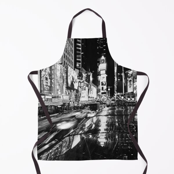 Item preview, Times Square, neon city lights, New York City black and white time lapse photograph poster art print designed and sold by Astrid Arkhangelsky.