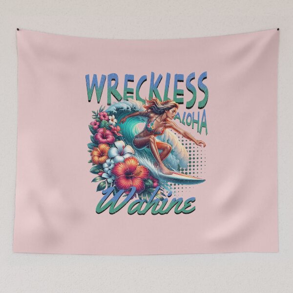 Item preview, "Wreckless Wahine Hawaiian Surf Girl T-Shirt" designed and sold by MalibuMaiden28.