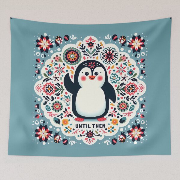 Item preview, Until Then Penguin – Scandinavian Folk Art Nursery Rhyme by heidiannemorris © designed and sold by FOLK ART FUSION by heidiannemorris.