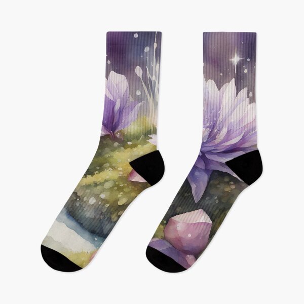 Item preview, Purple Flowers and Crystals on Moss designed and sold by CalmnessbyChoice.