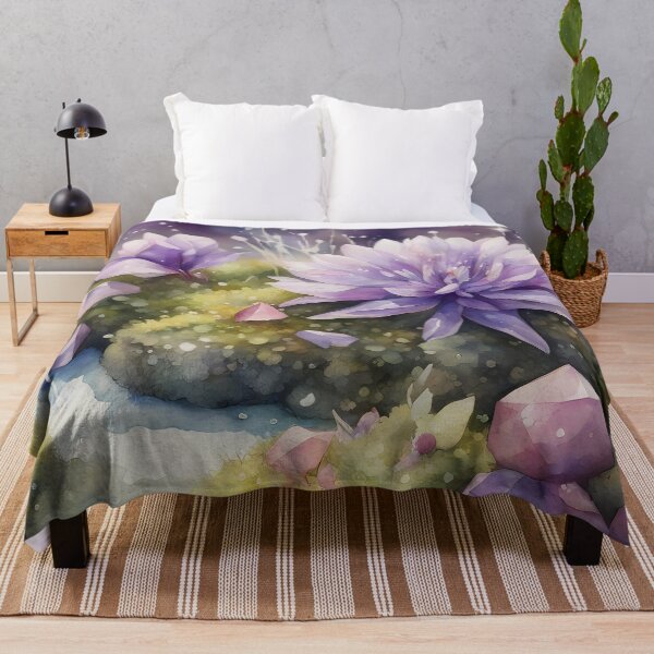 Item preview, Purple Flowers and Crystals on Moss designed and sold by CalmnessbyChoice.