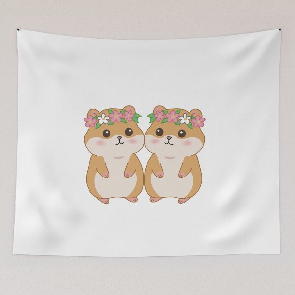 Item preview, Cute Floral Hamster Duo Sticker- Kawaii Hamster with Flower Crown- Pastel Animal Aesthetic designed and sold by pn_terest.
