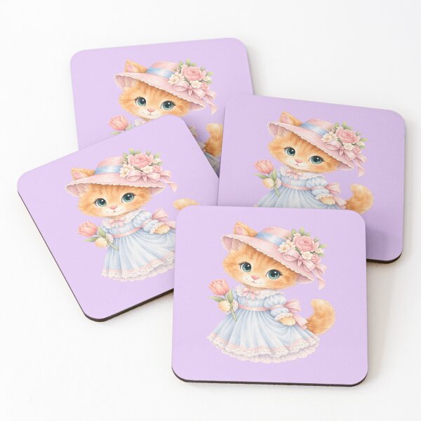 Item preview,  Pastel Victorian Kitten with Tulip Illustration designed and sold by Sn1ver.
