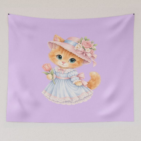 Item preview,  Pastel Victorian Kitten with Tulip Illustration designed and sold by Sn1ver.