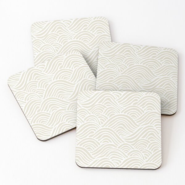 Item preview, Coastal Japandi Minimalist Ocean Sea Waves in Light Beige on White designed and sold by EliveraDesigns.