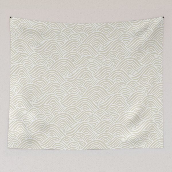 Item preview, Coastal Japandi Minimalist Ocean Sea Waves in Light Beige on White designed and sold by EliveraDesigns.