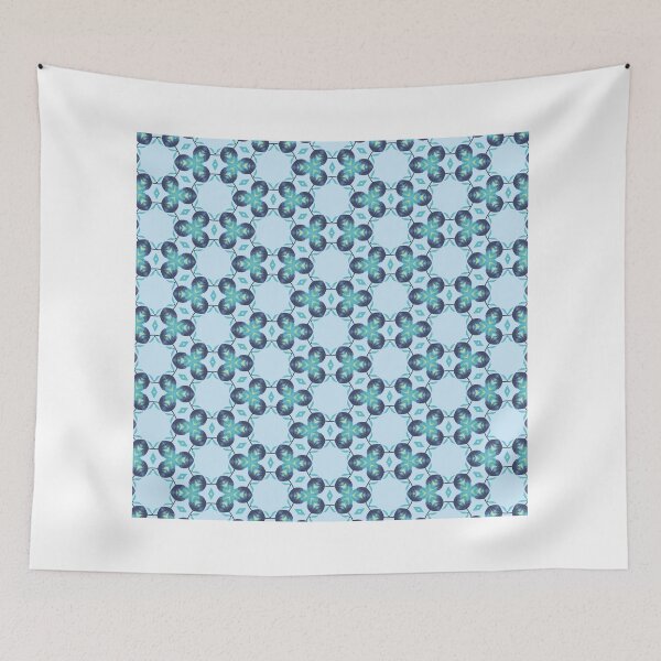 Item preview, Blue Kaleidoscopic Floral Lattice Seamless Pattern designed and sold by erdmandevon.