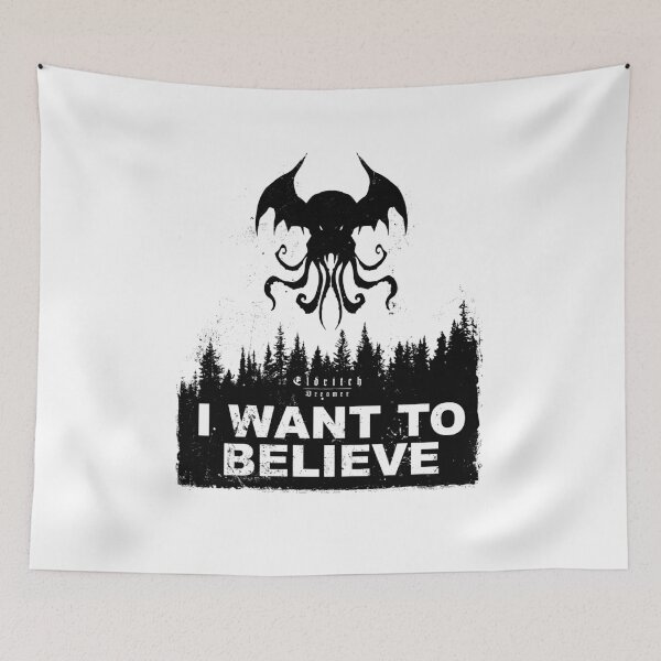 Item preview, I want to believe in Cthulhu - White Edition - Eldritch Dreamer - Lovecraftian mythos wear designed and sold by eldritchdreamer.