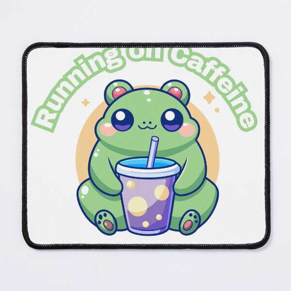 Item preview, Running on Caffeine Frog Sticker – Cute Coffee Frog Meme designed and sold by DigitalMediaHub.