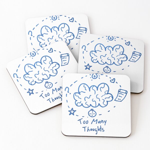 Item preview, Too Many Thoughts in Orbit – Overthinking Brain Minimalist Design designed and sold by Low Battery Society.