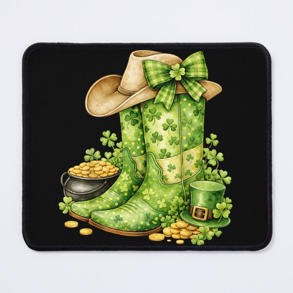 Item preview, St Patricks Day Shamrock Cowboy Boots Lucky Irish Western designed and sold by WilliaMaler.