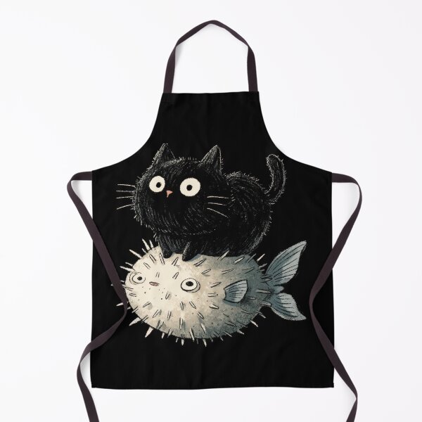Item preview, Cat sits on pufferfish in art piece designed and sold by anytka.