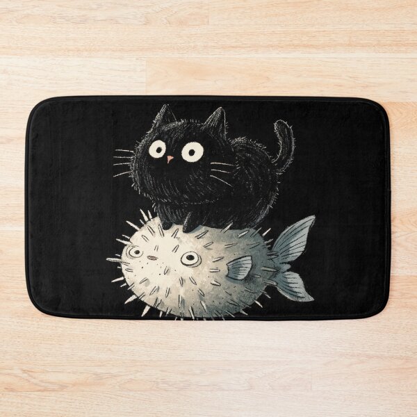 Item preview, Cat sits on pufferfish in art piece designed and sold by anytka.